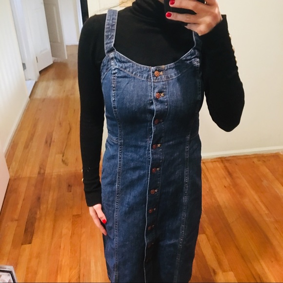 Madewell | Denim Button-Front Tank Dress Size 0 - Picture 4 of 8